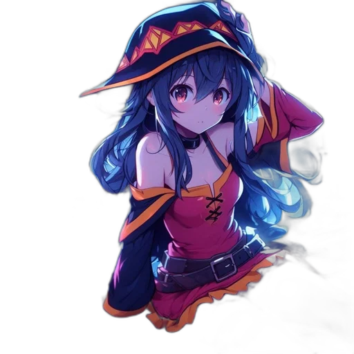 hat, staff, weapon, dress, anime, fantasy art, concept art, pixel art transparent PNG cut-out
