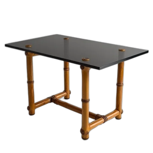 furniture, 3d render, table, has, bamboo, legs, made, black transparent PNG cut-out