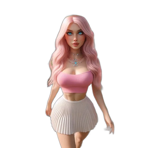 dress, 3d render, concept art, cartoon, fantasy art, pastel, young, woman transparent PNG cut-out