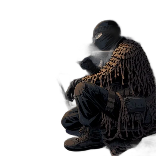 jacket, mask, creature, concept art, 3d render, cyberpunk, fantasy art, during transparent PNG cut-out