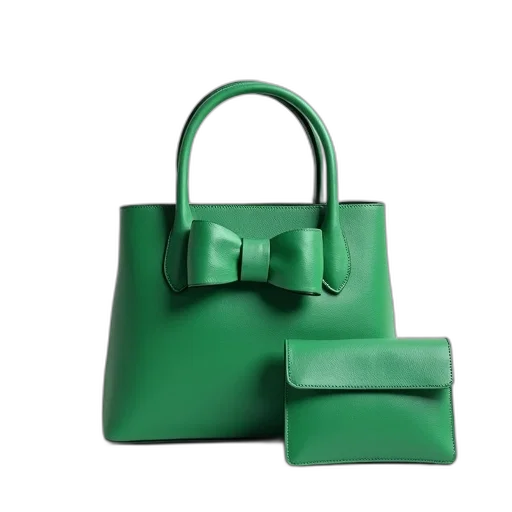 jewelry, 3d render, green, handbag, bow, front, matching, purse transparent PNG cut-out