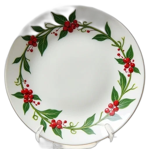 food, holiday, holly, plate transparent PNG cut-out