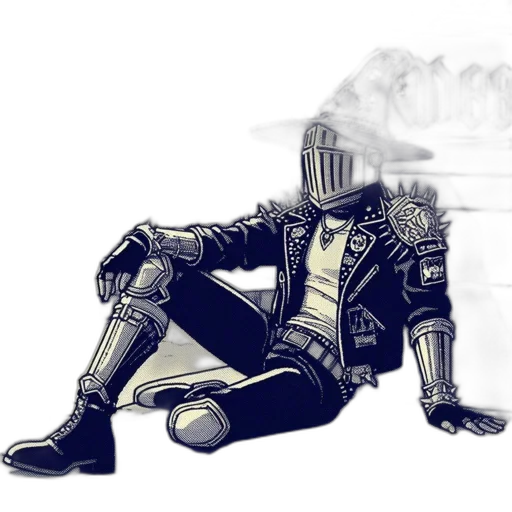 robot, jacket, mask, sword, concept art, cyberpunk, comic book art, fantasy art transparent PNG cut-out