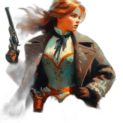 jacket, weapon, staff, concept art, fantasy art, pixel art, comic book art, blue transparent PNG cut-out