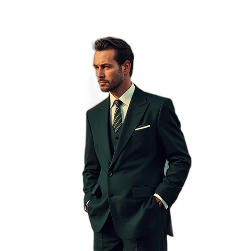 jacket, staff, photorealistic, green transparent PNG cut-out