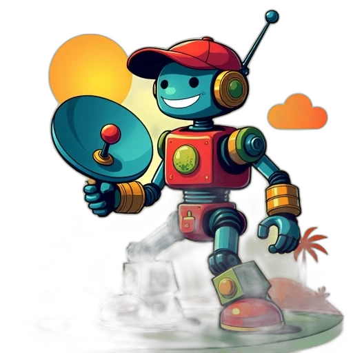 robot, concept art, 3d render, pixel art, fantasy art, outer space, colorful, illustration transparent PNG cut-out