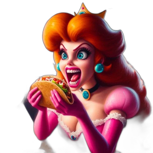 food, concept art, 3d render, photorealistic, fantasy art, animated, female, protagonist transparent PNG cut-out