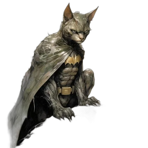 animal, creature, concept art, fantasy art, comic book art, 3d render, cat-themed, character transparent PNG cut-out