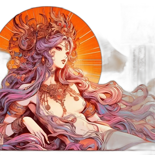 crown, fantasy art, concept art, watercolor, anime, pastel, red, golden transparent PNG cut-out