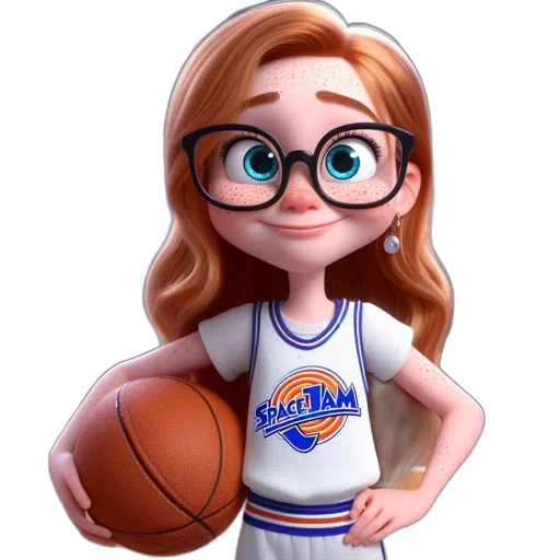 cartoon, 3d render, animated, female, character, red, hair, glasses transparent PNG cut-out