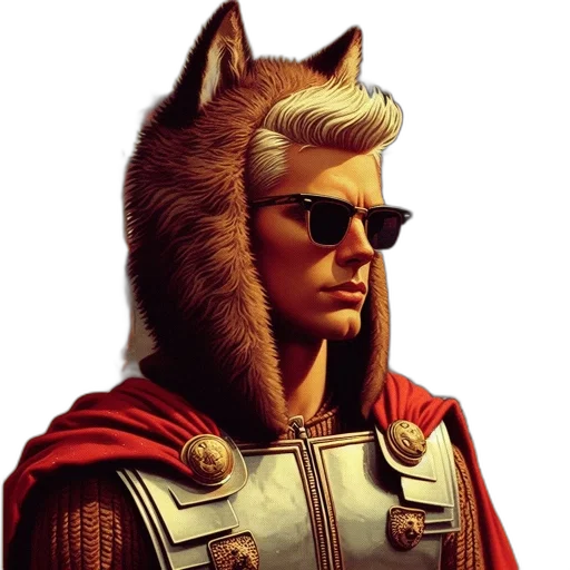 jacket, animal, mask, face, comic book art, concept art, fantasy art, pixel art transparent PNG cut-out