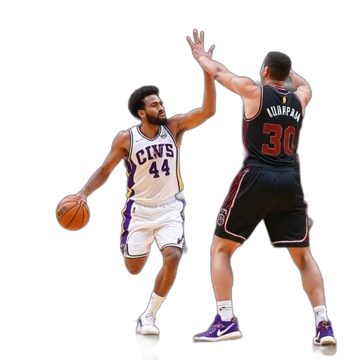 pixel art, concept art, basketball, player, white, purple, uniform, number transparent PNG cut-out