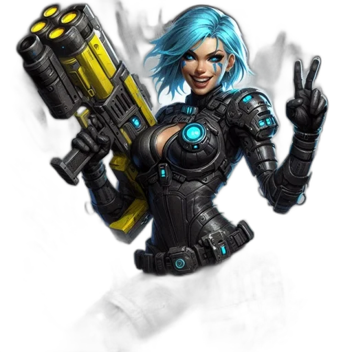 robot, weapon, staff, concept art, cyberpunk, fantasy art, comic book art, outer space transparent PNG cut-out