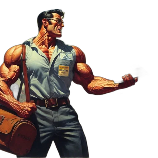 jacket, weapon, comic book art, concept art, cartoon, pixel art, determined-looking, mail transparent PNG cut-out