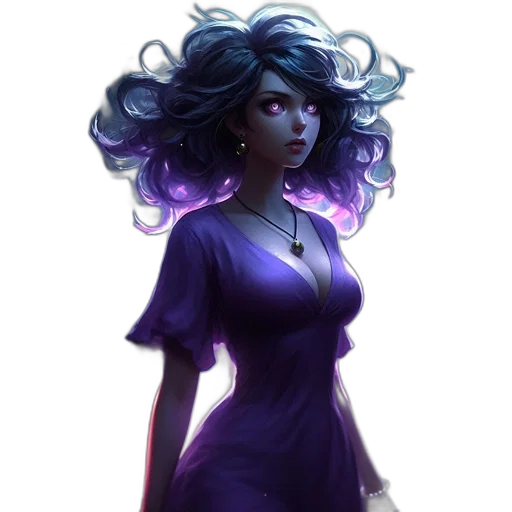 dress, staff, concept art, fantasy art, pixel art, comic book art, dark, blue transparent PNG cut-out