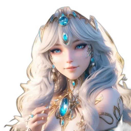 jewelry, crown, staff, face, fantasy art, concept art, anime, pixel art transparent PNG cut-out
