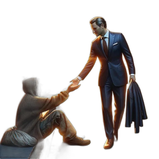 concept art, urban, scene, sunset, shows, well-dressed, man, approaching transparent PNG cut-out