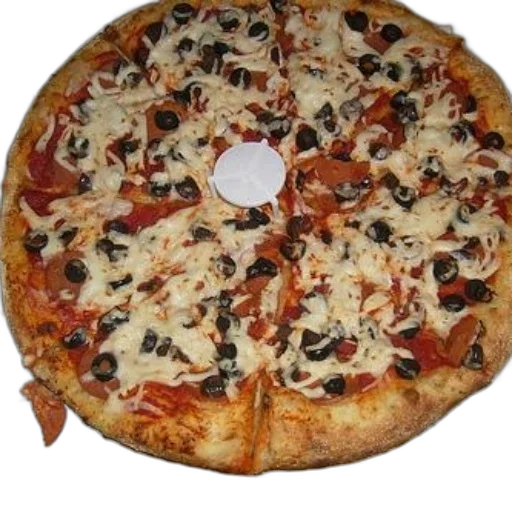 food, weapon, face, crown, 3d render, photorealistic, pizza, olives transparent PNG cut-out