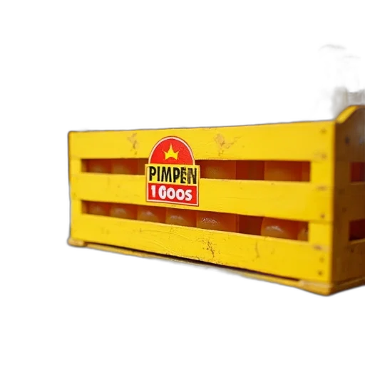 furniture, food, weapon, 3d render, yellow, wooden, crate, red transparent PNG cut-out