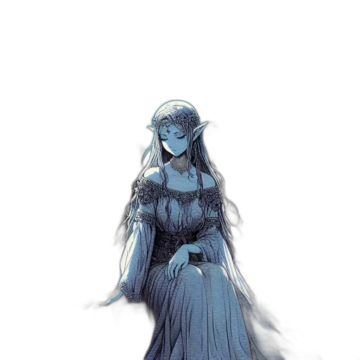 dress, staff, crown, creature, concept art, fantasy art, comic book art, pixel art transparent PNG cut-out