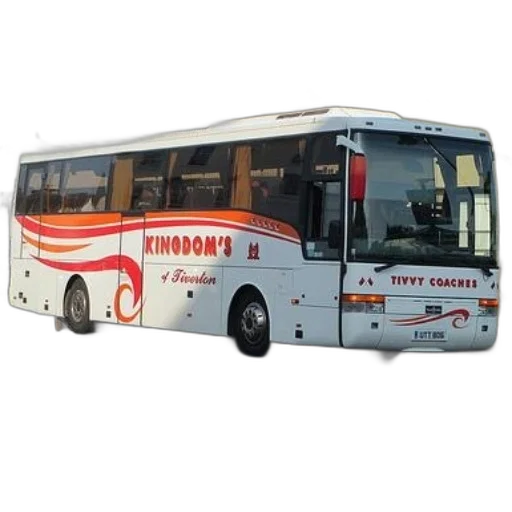staff, 3d render, photorealistic, white, bus, orange, red, accents transparent PNG cut-out