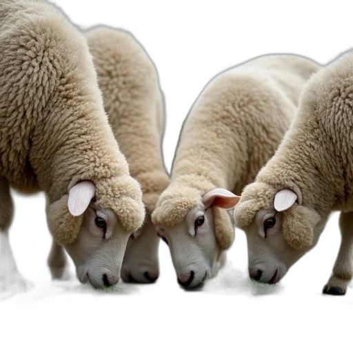 animal, group, four, sheep, grazing, wooden, deck, various transparent PNG cut-out