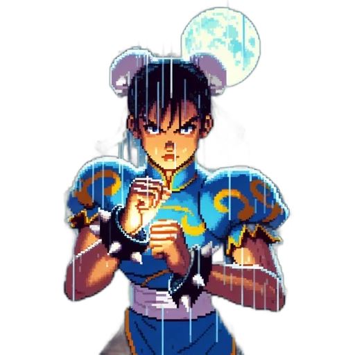 robot, weapon, staff, pixel art, concept art, anime, fantasy art, blue transparent PNG cut-out