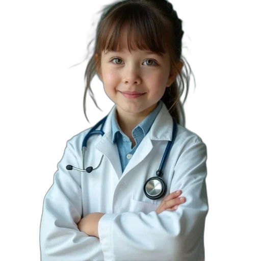 staff, photorealistic, little, girl transparent PNG cut-out