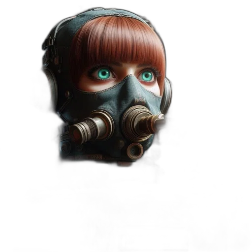 mask, face, robot, staff, concept art, photorealistic, cyberpunk, fantasy art transparent PNG cut-out