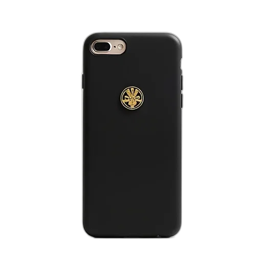 jewelry, black, smartphone, case, gold, logo, back, displayed transparent PNG cut-out