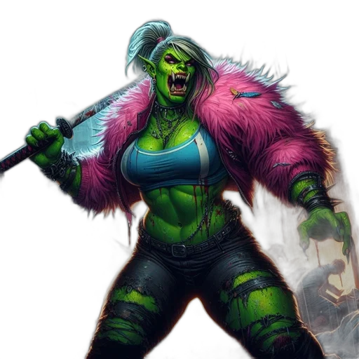 staff, fantasy art, concept art, comic book art, pixel art, green, neon, fierce transparent PNG cut-out