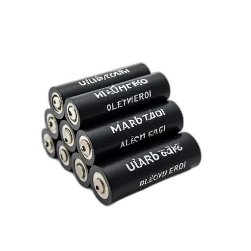 stack, black, cylindrical, batteries, white, labels, neatly, arranged transparent PNG cut-out