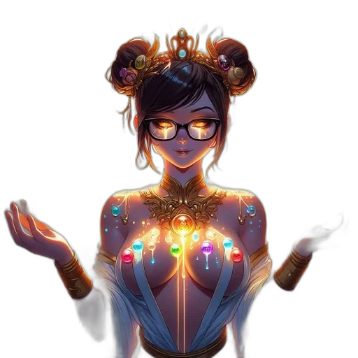 jewelry, crown, staff, dress, concept art, fantasy art, cyberpunk, pixel art transparent PNG cut-out