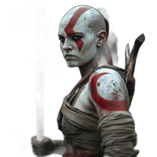 staff, concept art, fantasy art, comic book art, photorealistic, red, bald, figure transparent PNG cut-out