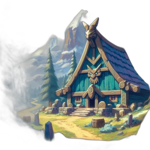 building, crown, concept art, fantasy art, 3d render, pixel art, fog, forest transparent PNG cut-out