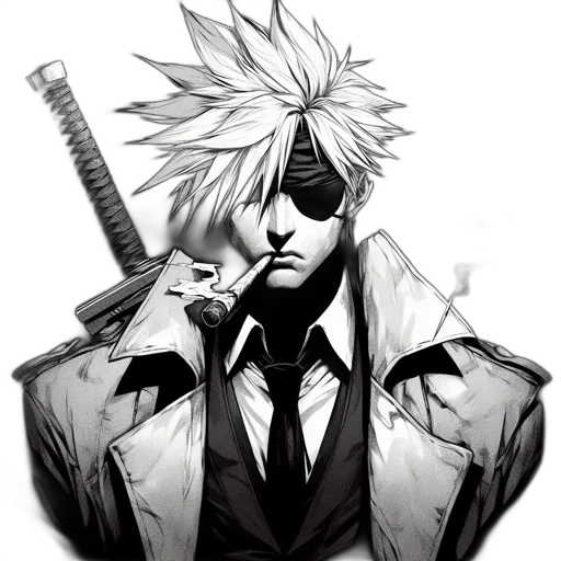 staff, weapon, jacket, sword, comic book art, concept art, pixel art, cartoon transparent PNG cut-out