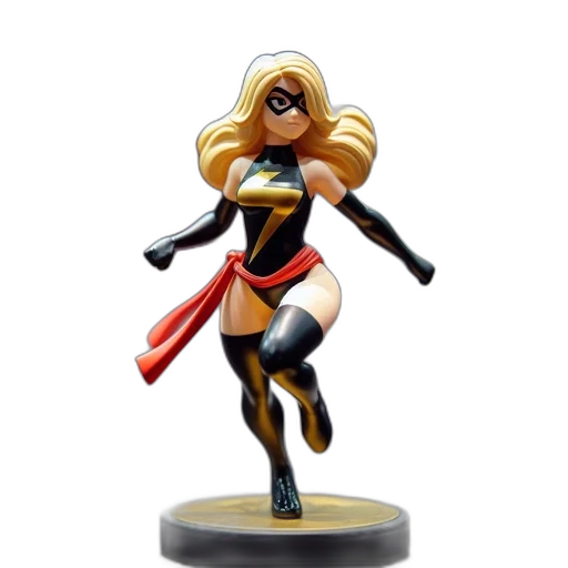concept art, comic book art, 3d render, figurine, female, character, golden, lightning transparent PNG cut-out