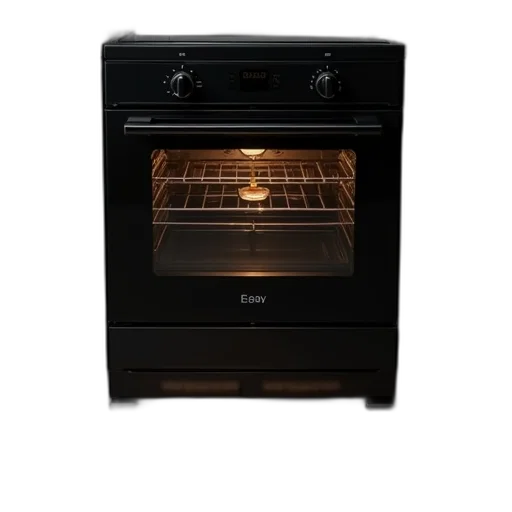 3d render, black, modern, oven, digital, display, door, placed transparent PNG cut-out