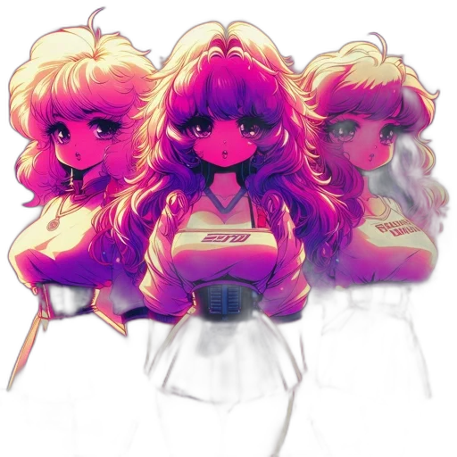 jacket, dress, crown, hair, pixel art, vaporwave, anime, concept art transparent PNG cut-out