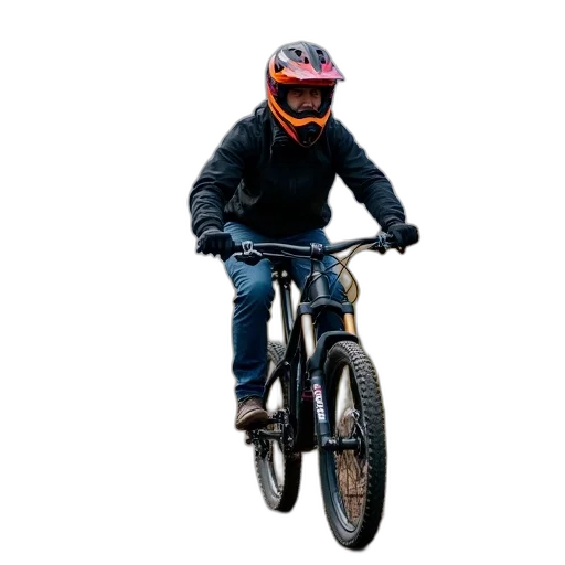jacket, mountain, biker, riding, down, rocky, trail, rider transparent PNG cut-out