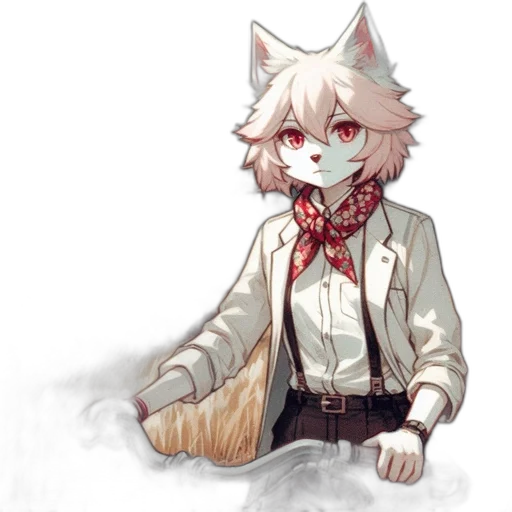 staff, mask, animal, jacket, concept art, pixel art, watercolor, anime transparent PNG cut-out