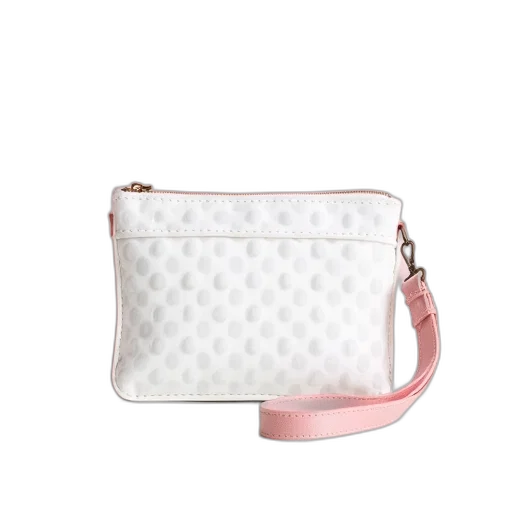 pastel, white, zipperped, bag, dots, pink, purse, strap transparent PNG cut-out
