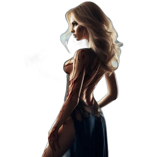 dress, staff, concept art, photorealistic, fantasy art, pixel art, blonde, female transparent PNG cut-out