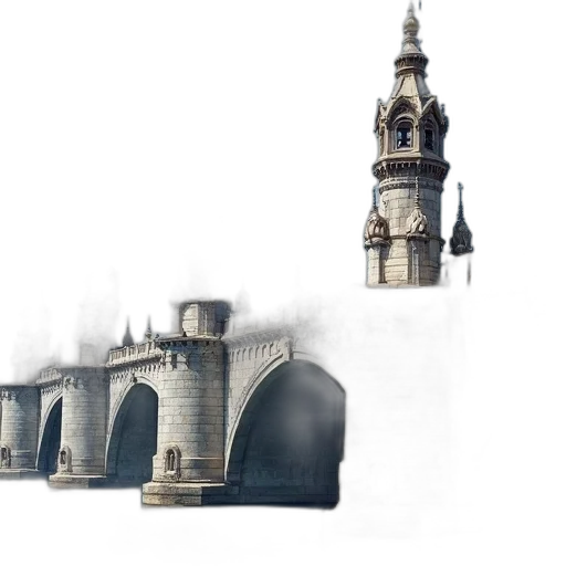 building, crown, concept art, 3d render, photorealistic, fantasy art, fog, city street transparent PNG cut-out