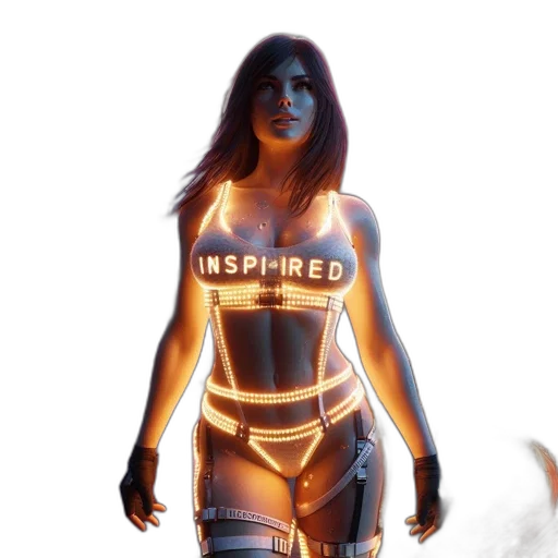 concept art, comic book art, cyberpunk, fantasy art, neon lights, neon, female, figure transparent PNG cut-out