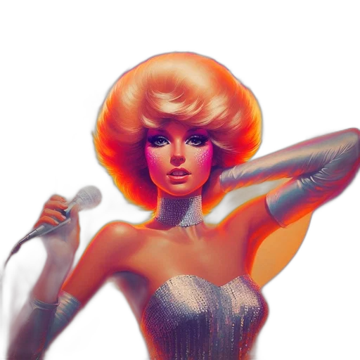 hair, dress, concept art, comic book art, fantasy art, photorealistic, neon lights, neon transparent PNG cut-out