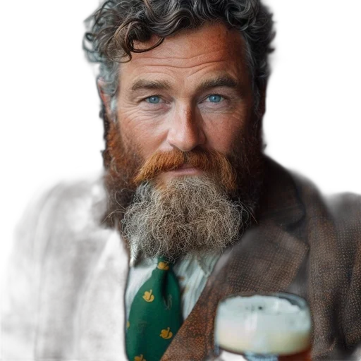 face, photorealistic, bearded, man, curly, hair, blue, eyes transparent PNG cut-out