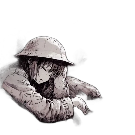 hat, weapon, jacket, mask, concept art, watercolor, comic book art, anime transparent PNG cut-out
