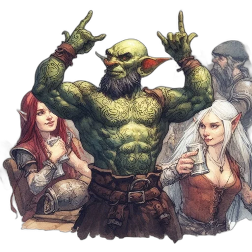 fantasy art, concept art, comic book art, pixel art, three, individuals, occupy, image transparent PNG cut-out