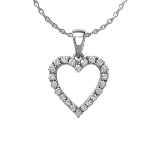 jewelry, silver, pendant, heart-shaped, diamond, design, displayed, against transparent PNG cut-out